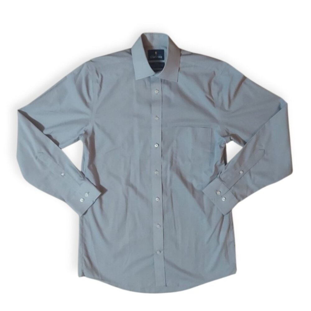 Stafford Dress Shirt Men s Size 14.5 32-33 Gray Solid Long Sleeve